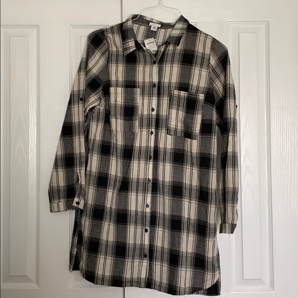 Plaid button up tunic